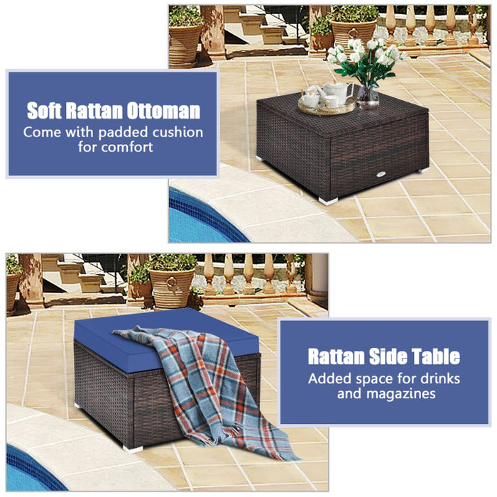 4 Pieces Patio Rattan Furniture Set with Removable Cushions and Pillows