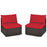 2 Pieces Patio Rattan Armless Sofa Set with 2 Cushions and 2 Pillows