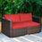 2 Pieces Patio Rattan Sectional Conversation Sofa Set