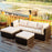 5 Pieces Patio Sectional Rattan Furniture Set with Ottoman Table