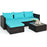 5 Pieces Patio Rattan Sectional Furniture Set with Cushions and Coffee Table