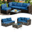 5 Pieces Cushioned Patio Rattan Furniture Set with Glass Table