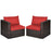 2 Pieces Patio Rattan Sectional Conversation Sofa Set