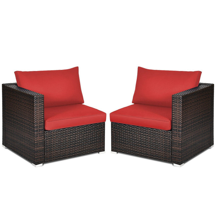 2 Pieces Patio Rattan Sectional Conversation Sofa Set