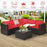 6 Pieces Rattan Patio Sectional Sofa Set with Cushions for 4-5 Person