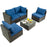 5 Pieces Cushioned Patio Rattan Furniture Set with Glass Table