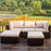 5 Pieces Patio Sectional Rattan Furniture Set with Ottoman Table