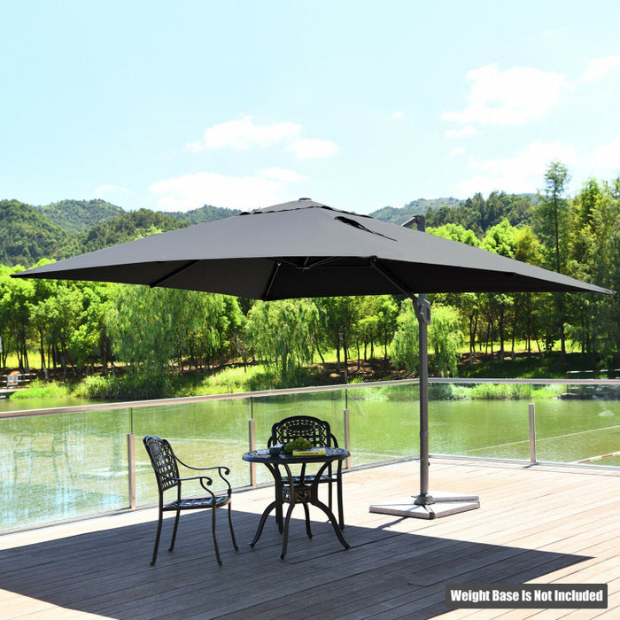 10 x 13 Feet Rectangular Cantilever Umbrella with 360° Rotation Function