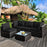 5 Pieces Cushioned Patio Rattan Furniture Set with Glass Table