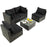 5 Pieces Cushioned Patio Rattan Furniture Set with Glass Table