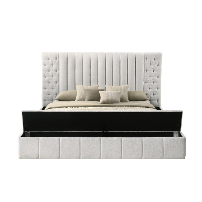 Danbury White Upholstered Storage Bed