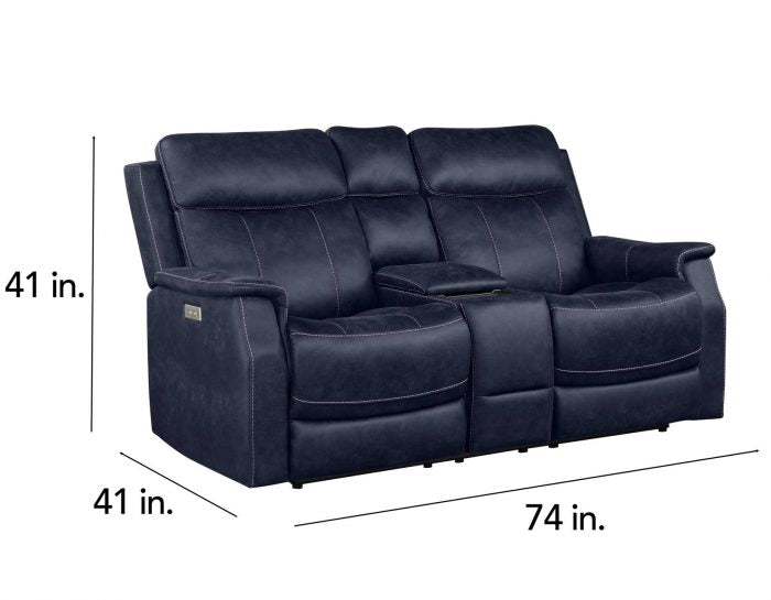 Valencia Dual-Power Leatherette Reclining Console Loveseat