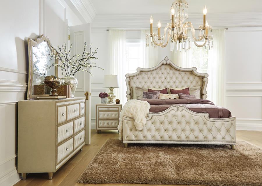 Antonella Upholstered Tufted Ivory and Camel