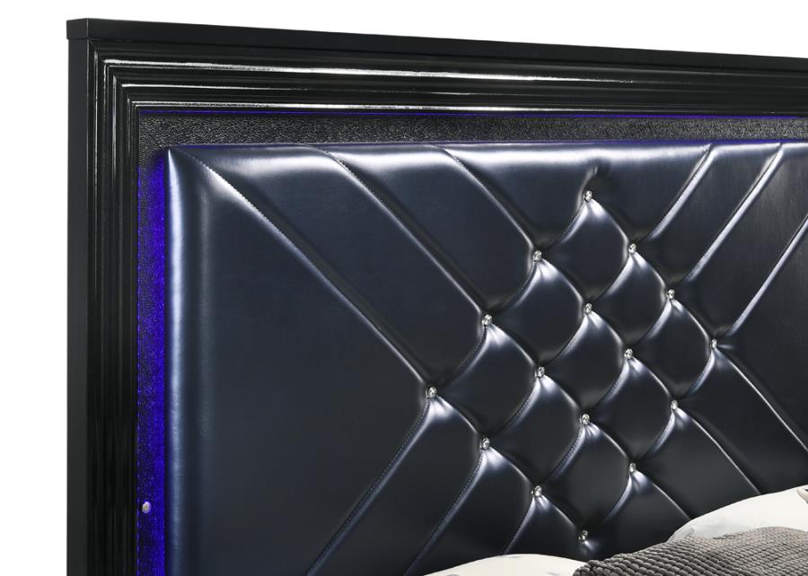 Penelope Bed with LED Lighting Black and Midnight Star