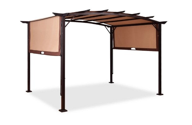 12 x 9 Feet Outdoor Pergola Gazebo with Retractable Canopy Shades