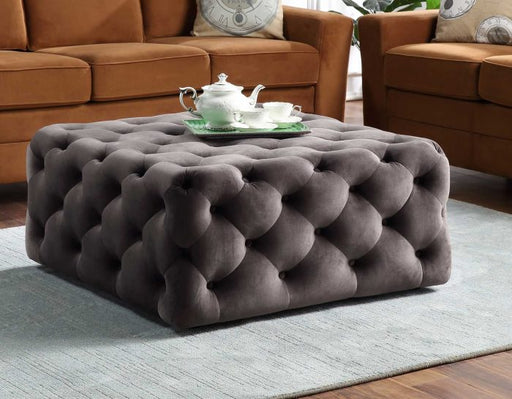 Belham Square Tufted Ottoman, Charcoal