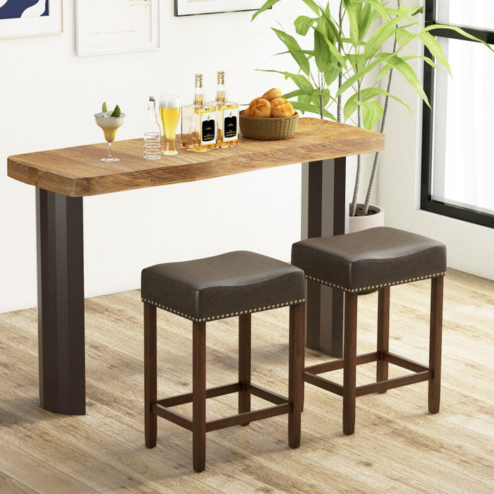 24 Inch Upholstered PU Leather Bar Stools Set of 2