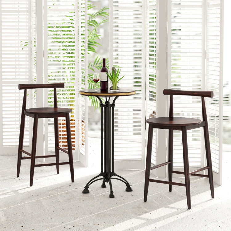 Counter Height Bar Chair Set with Acacia Wood Frame and Supporting Legs