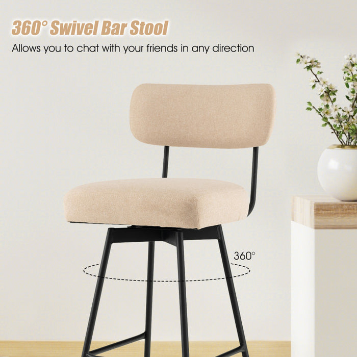 25 Inch 2 Pieces Modern Upholstered Bar Stools with Back and Footrests