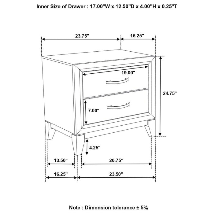 Watson 2-drawer Nightstand Grey Oak and Black