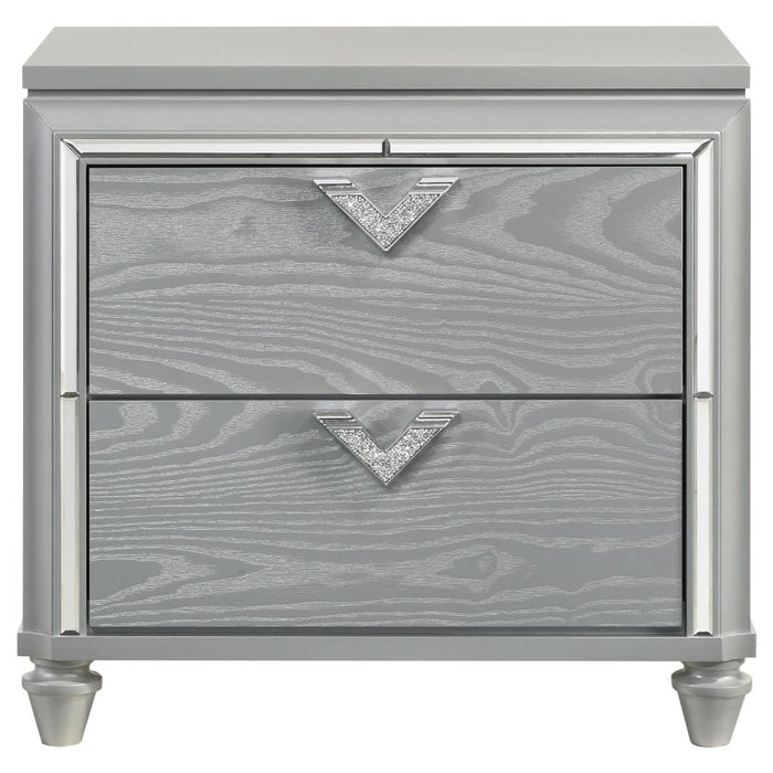 Veronica 2-drawer Nightstand Bedside Table Light Silver