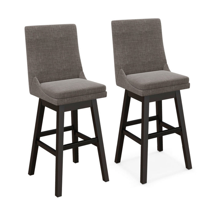 Set of 2 360° Swivel Bar Stool with Rubber Wood Legs Footrest