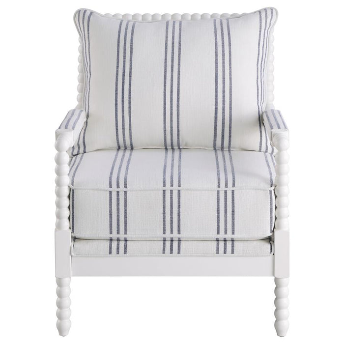 Blanchett Upholstered Accent Chair with Spindle Accent White and Navy