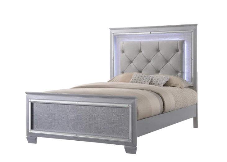 Lillian Silver LED Upholestered Bedroom Set