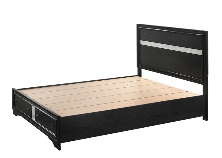 Regata Black/Silver Storage Platform Bed