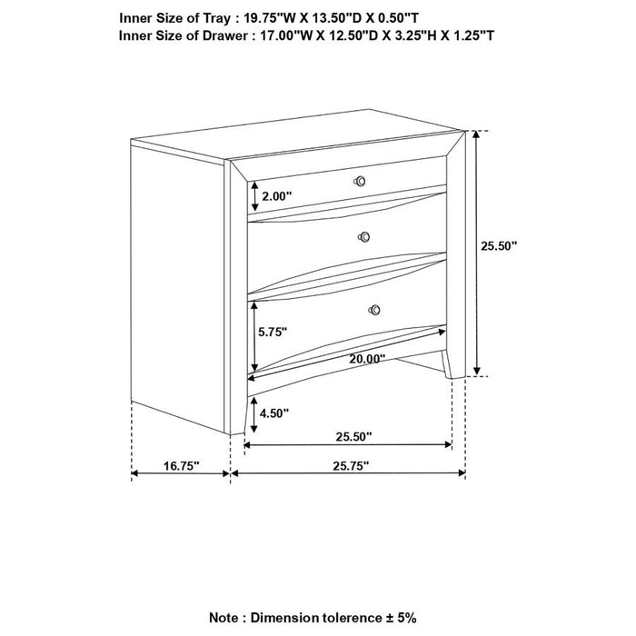 Briana Rectangular 2-drawer Nightstand Black