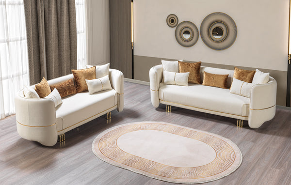 Helena Ivory Velvet Sofa & Loveseat