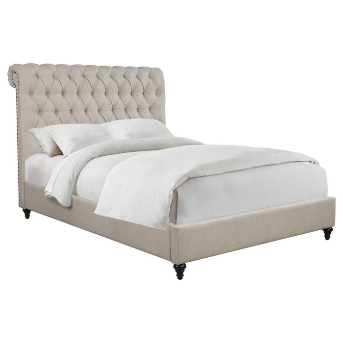 Devon Tufted Upholstered Bed Beige