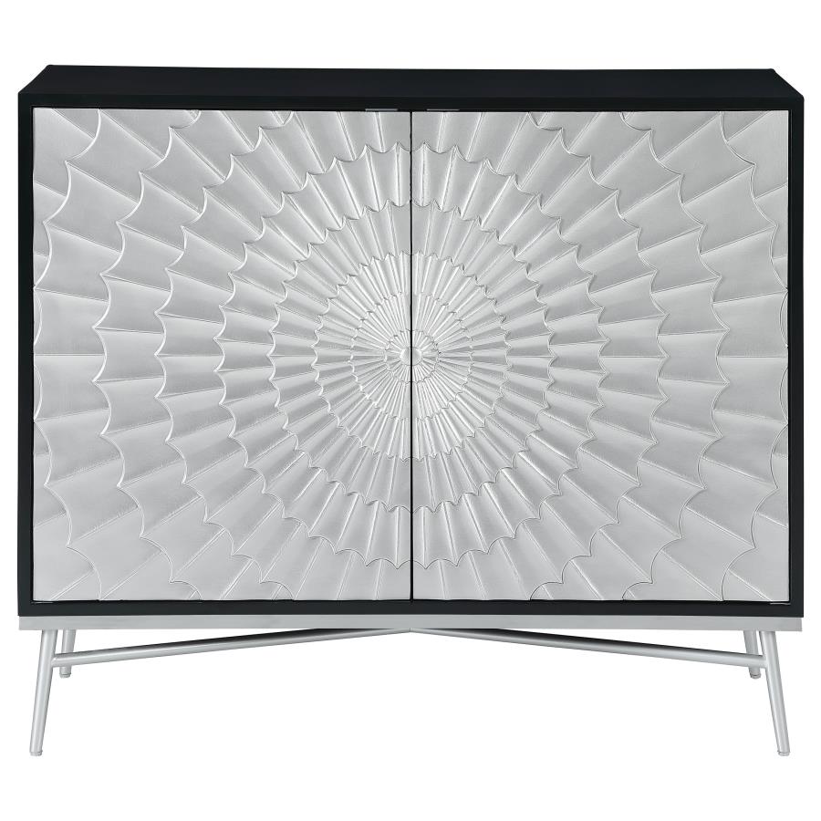Josie Rectangular 2-Door Accent Cabinet Black And Silver