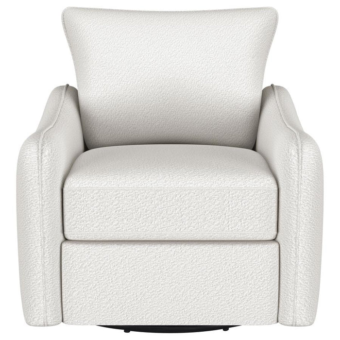 Madia Upholstered Slope Arm Swivel Club Chair Vanilla