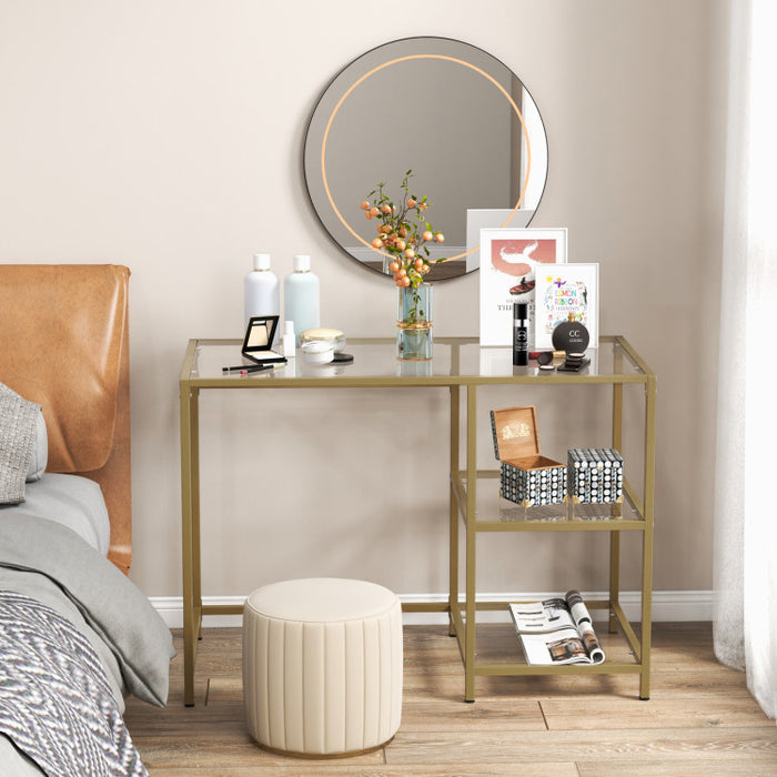 Modern Console Table with 2 Open Shelves and Metal Frame