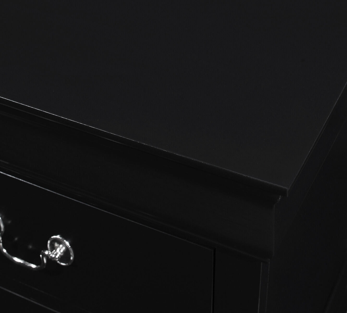 Louis Philip 2 Drawer Black Nightstand