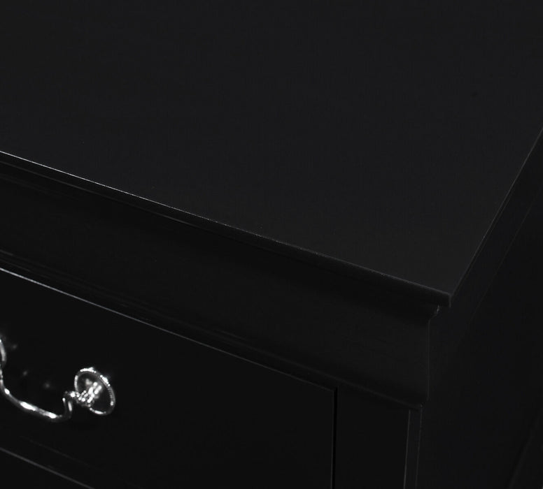 Louis Philip 2 Drawer Black Nightstand