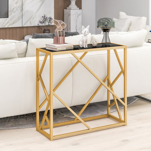 31.5 Inch Golden Heavy-duty Metal Frame Entryway Table with Foot Pads