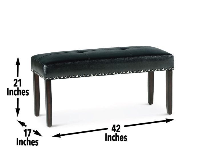 Westby Black PU Dining Bench w/Nailhead