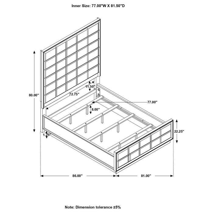 Durango Upholstered Bed Smoked Peppercorn and Grey