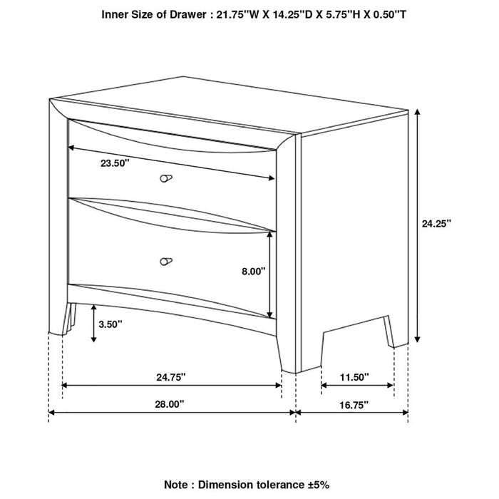 Phoenix 2-drawer Nightstand Deep Cappuccino