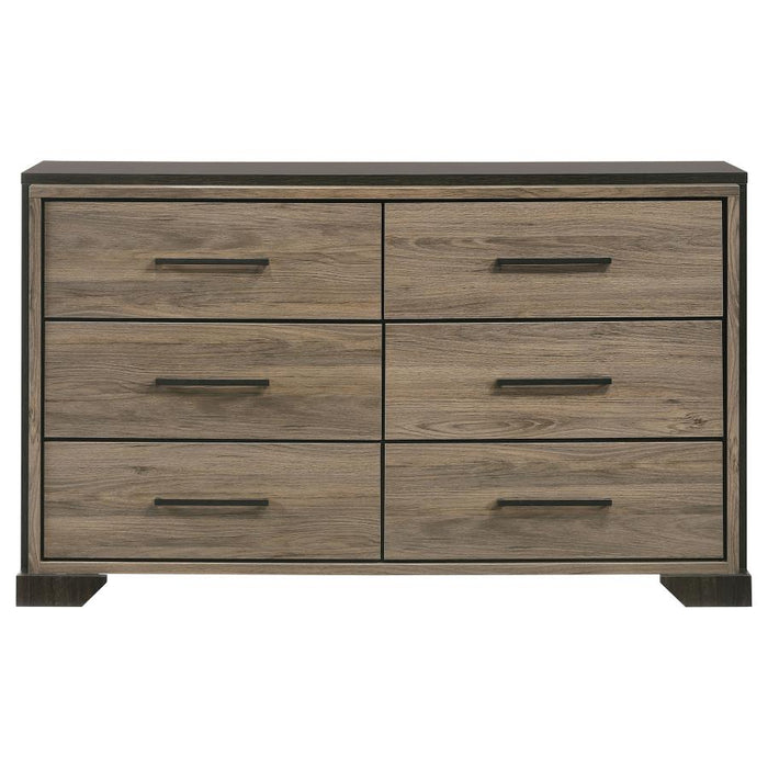 Baker 6-drawer Dresser Brown and Light Taupe