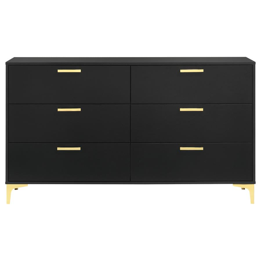 Kendall 6-drawer Dresser Black and Gold