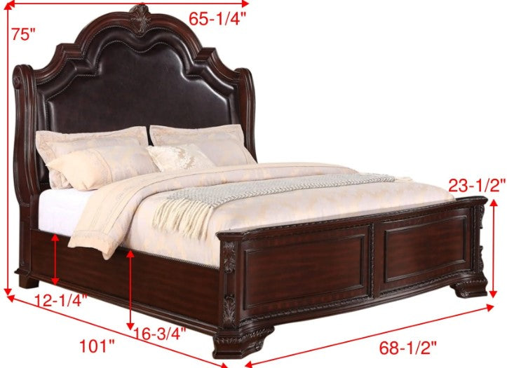 Sheffield Rich Brown Upholstered Panel Bed