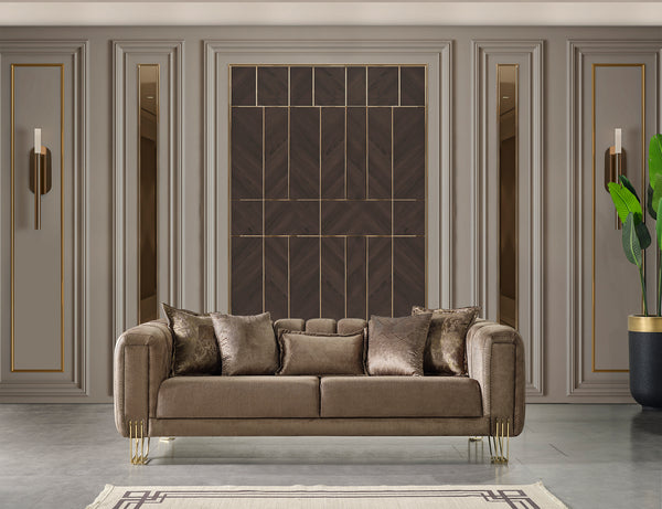 Santana Coffee Velvet Sofa & Loveseat