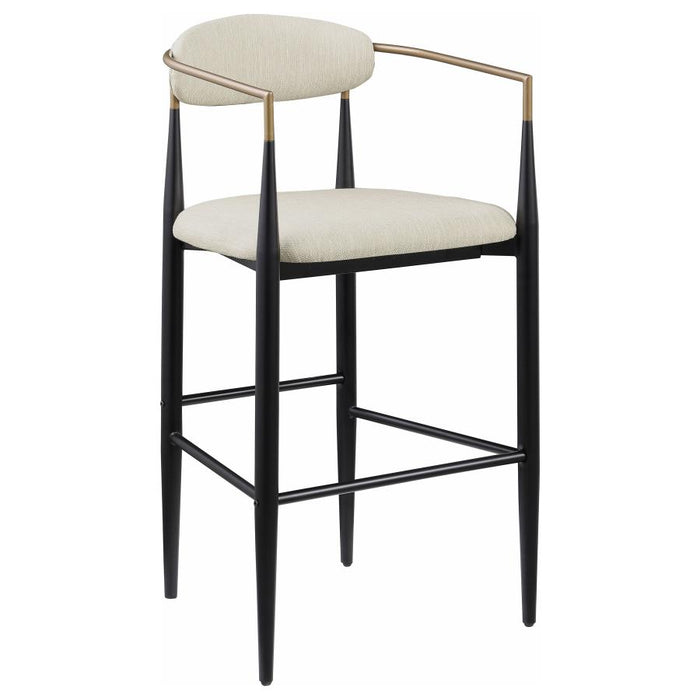 Tina Metal Pub Height Bar Stool with Upholstered Back and Seat set of 2