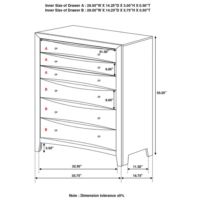 Phoenix 6-drawer Chest Deep Cappuccino