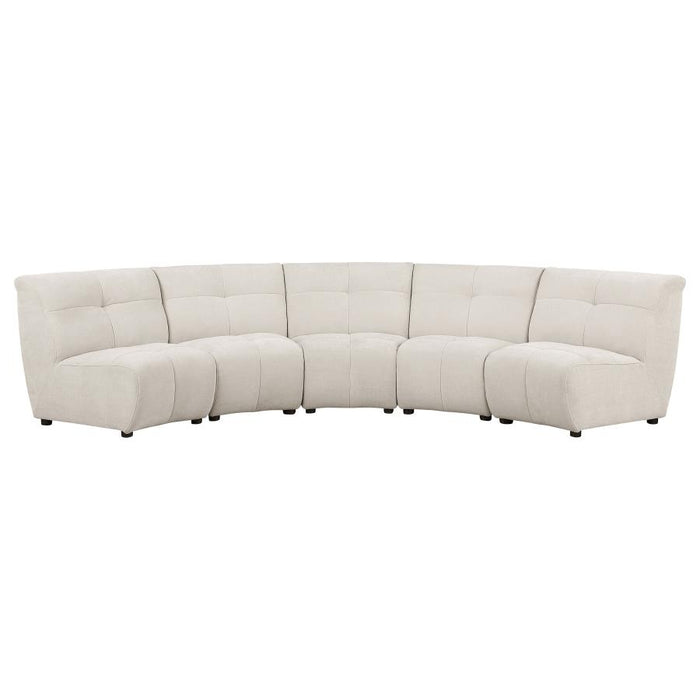 Charlotte 5-Piece Upholstered Curved Modular Sectional Sofa Ivory