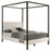 Monroe Upholstered Canopy Platform Bed Vanilla and Black