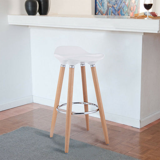 Set of 2 ABS Bar Stools with Wooden Legs